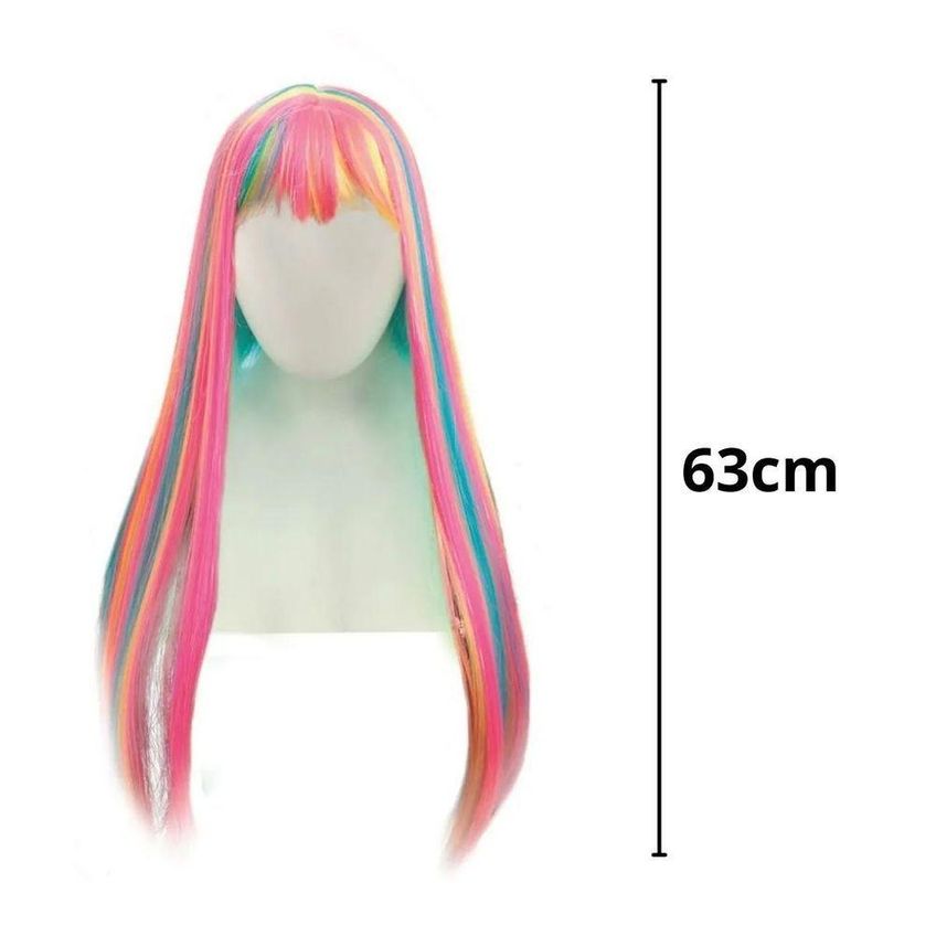 Peruca Longa Lucy Multicolorido Para Cosplay - 63cm - imagem 2