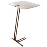 Mesa De Apoio Para Sofá Off White Com Base Em Metal Café