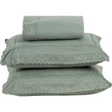 Colcha Queen Home Paris Com Bordado Inglês Micropercal 300 Fios Toque De Algodão 3 Peças - Verde