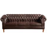 Sofá Chesterfield 3 Lugares Dom Pedro Vintage Retrô Capitonê Couro Marrom