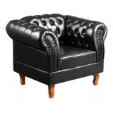 Poltrona Chesterfield Dom Pedro Vintage Retrô Capitonê Couro Preto