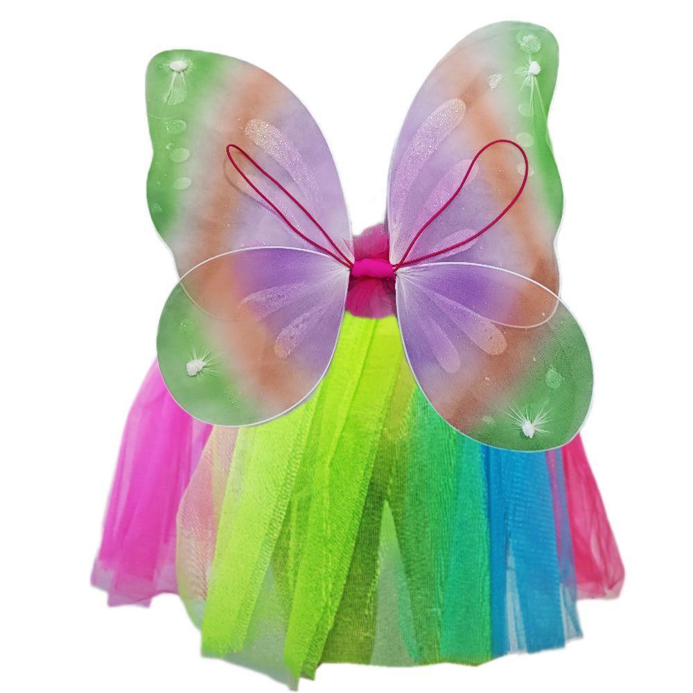 Kit Asa De Borboleta E Saia Tule Infantil Colorida Carrefour