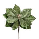 Flor Decorativa Poinsetia Trabalhada Verde 20cm - 1 Unidade