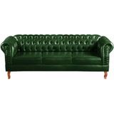 Sofá Chesterfield 3 Lugares Dom Pedro Vintage Retrô Capitonê Couro Verde