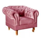 Poltrona Chesterfield Dom Pedro Vintage Retrô Capitonê Suede Rosa