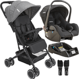 Carrinho De Bebe Com Bebe Conforto Base Kiddo Mascote Grafite