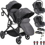 Carrinho Com 2 Bebe Conforto 2 Base Isofix Kiddo Pair Grafite