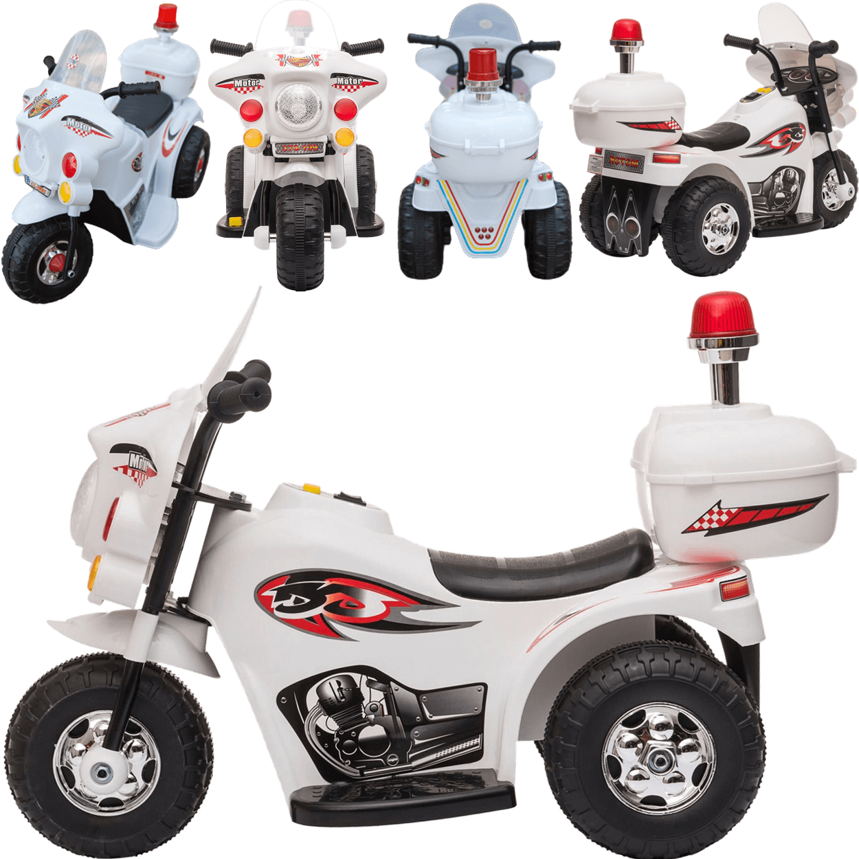Moto De Policía Eléctrica 6V Para Niños De 1 A 3 Años | Blanco | Con Luces, Sonido Y Alarma