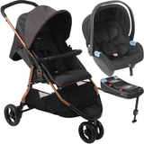 Carrinho Com Bebe Conforto Base Isofix Burigotto Cr3 Gray Cobre