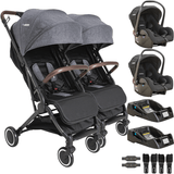 Carrinho Para Gemeos Kiddo 2 Bebe Conforto 2 Base Sprint Grafite