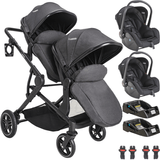 Carrinho Para Gemeos 2 Bebe Conforto 2 Base Kiddo Pair Grafite