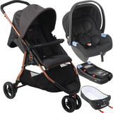 Carrinho Com Moises Bebe Conforto Base Burigotto Cr3 Gray Cobre