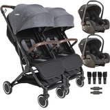 Carrinho Para Gemeos Kiddo Com 2 Bebe Conforto Sprint Ii Grafite