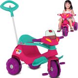 Triciclo Infantil De Empurrar Bandeirante Velobaby Passeio E Pedal Rosa