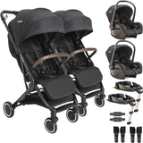 Carrinho Gemeos 2 Bebe Conforto 2 Base Isofix Kiddo Sprint Preto