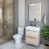Gabinete De Banheiro Com Cuba E Espelheira Com Led 59cm Multimóveis Cr10130 Branco/legno Crema