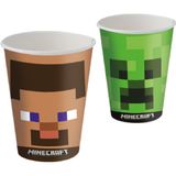Copo Descartável Minecraft 200ml De Papel Festa Gamer 8 Unid
