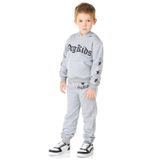 Conjunto Moletom Infantil Felpudo Masculino Com Capuz E Bolsos Roupa De Frio Criança Menino