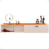 Penteadeira Suspensa Classic 90 Cm Porta Joia Mesa Maquiagem Camarim Quarto Pequeno - Off White/cinamomo - Rpm