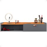 Penteadeira Suspensa Classic 90 Cm Porta Joia Mesa Maquiagem Camarim Quarto Pequeno - Cinza/cinamomo - Rpm