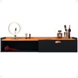 Penteadeira Suspensa Classic 90 Cm Porta Joia Mesa Maquiagem Camarim Quarto Pequeno - Preto/cinamomo- Rpm