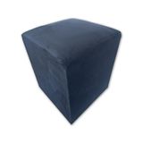 Mini Puff Banqueta Quadrado Cubo Decorativo Courino E Suede Azul Marinho Suede
