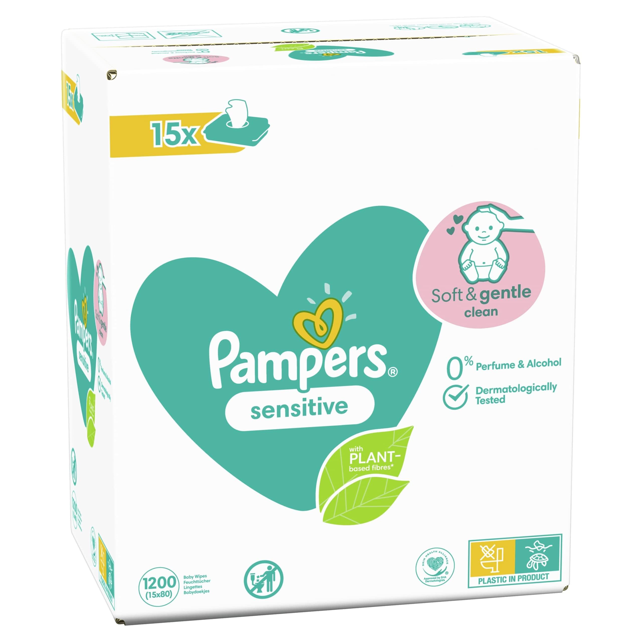 Lenços Umedecidos Para Bebês Pampers Sensitive 1200 (15 Pacotes X 80)