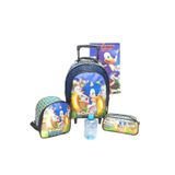 Kit Mochila Escolar Infantil Sonic com Rodinhas, Lancheira e Estojo
