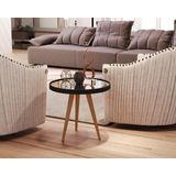 Mesa Apoio Adnet Plus Couro Espelho 50cm Pés Palito Preto