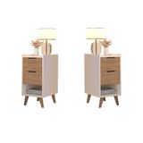 Kit 2 Mesas Cabeceira Antonio Plus 2 Gavetas Off White /