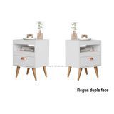 Kit 2 Mesas Cabeceira Silmara Plus Gaveta Pés Palito Branco