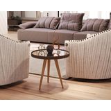Mesa Apoio Adnet Plus Couro Espelho 50cm Pés Palito Marrom