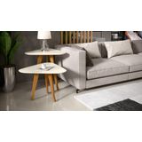 Mesa Lateral E Apoio 3 Pontas Plus Pés Madeira Off White