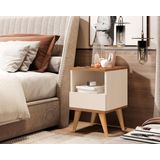 Mesa Cabeceira Paris Plus Pés Palito 1 Gaveta Cor Off White