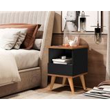 Mesa Cabeceira Paris Plus Pés Palito 1 Gaveta Cor Preto /