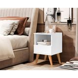 Mesa Cabeceira Paris Plus Pés Palito 1 Gaveta Cor Branco