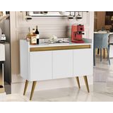 Aparador Buffet Luanda 3 Portas Pés Palito Cor Branco /