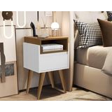Mesa Cabeceira Evora Plus Pés Palito Branco / Nature Comprar