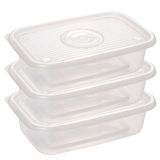 Pote De Plástico Pop Retangular 2,7 Litros Incolor Com 3 Unidades Plasutil Ref.5775