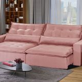 Sofá Modular Bahia 4 Lugares 230 Cm Com Molas Retrátil E Reclinável Rose