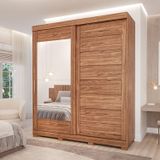 Guarda-roupa Casal 235cm 2 Portas De Correr Com Espelho 4 Gavetas 100% Mdf Firenze Espresso Móveis Cinamomo