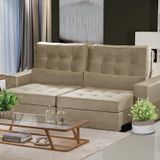Sofá Curitiba Modular 3 Lugares 230cm Retrátil Reclinável Bege