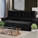 Sofá Curitiba Modular 3 Lugares 230cm Retrátil Reclinável Preto