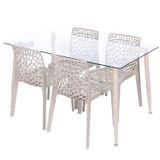 Conjunto De Sala De Jantar Mesa Com Tampo De Vidro Com 4 Cadeiras Gruvyer Or Design Espresso Móveis