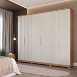Guarda-roupa Casal 242,5cm 6 Portas De Bater Com Pés 100% Mdf Vittoria Espresso Móveis Cinamomo/off White