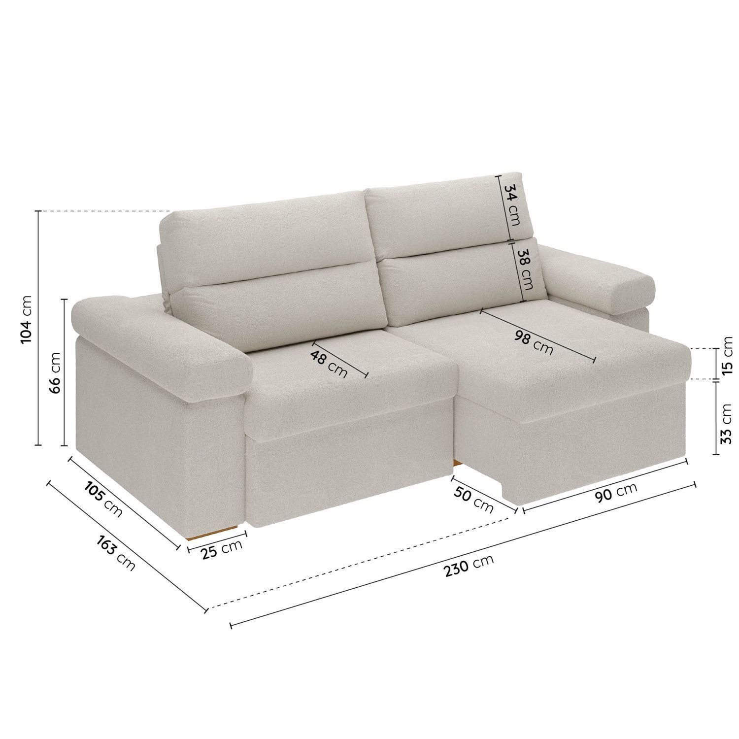 Sofá Retrátil E Reclinável 230cm Botero Cabecasa Madeiraoriginals Off ...