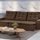 Sofá Manaus Modular 6 Lugares 305cm Retrátil E Reclinável Marrom