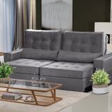 Sofá Curitiba Modular 3 Lugares 230cm Retrátil Reclinável Cinza