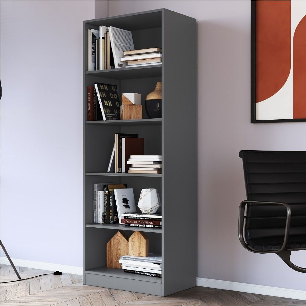 Estante Para Livros Em Mdp Palermo 177cm X 52cm X 32,5cm Cinza