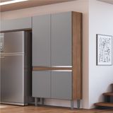 Paneleiro Modulado 4 Portas 204cm X 80,2cm X 32cm Athena Freijo/ Cinza